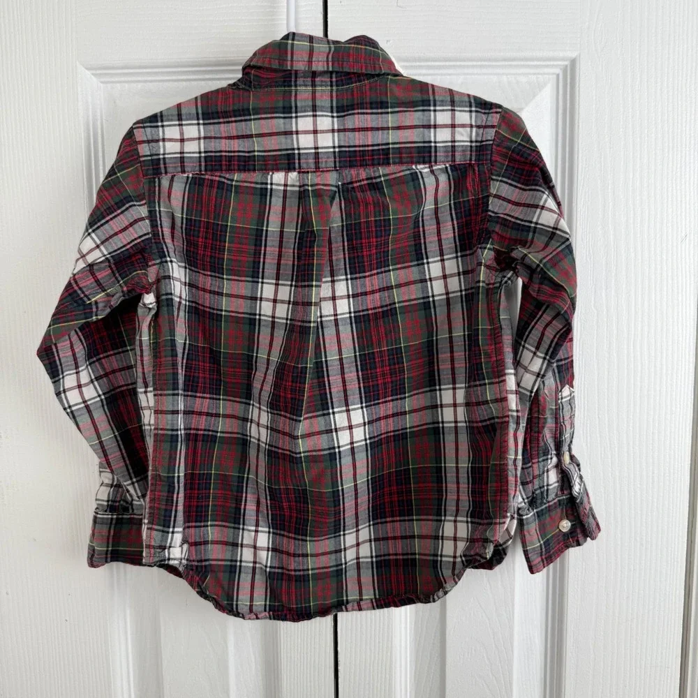 Kids Ralph Lauren Plaid Button Down Shirt Long Sleeve Classic Fit Cotton Size 3T